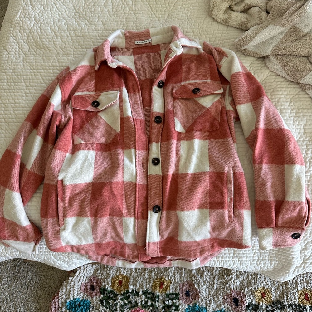 orange and White Plaid shacket
